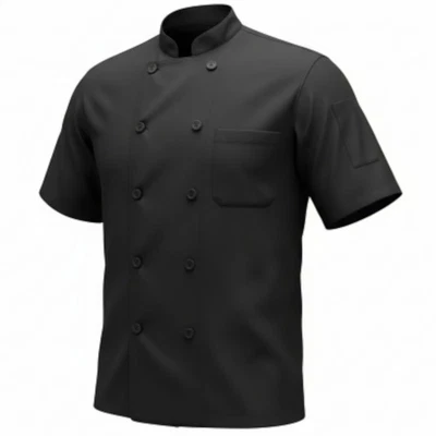 Abrigo de chef XXL negro manga corta para hombre uniforme de restaurante Foto 1 de 4