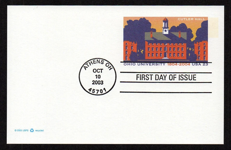 USA, SCOTT #UX400, FDC CARD - OHIO UNIVERSITY, CUTLER HALL, YEAR 2004 - Image 1 of 1