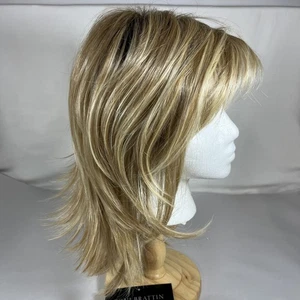 Toni Brattin mittelblond stylisch Shag Übergröße HF mittellange Perücke neu - Bild 1 von 8