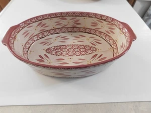 TEMPTATIONS OLD WORLD OVAL HANDLED CASSEROLE DISH 3.0 QRT CRANBERRY  NEW NO CHIP - Picture 1 of 8
