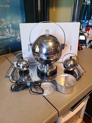 Art Deco Manning Bowman Chrome Coffee Percolator Suger Creamer Set - Image 1 of 4