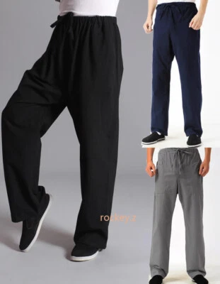 men Kung Fu Martial Arts Shaolin Bruce Lee Wingchun MMA Casual Pants 100% Cotto - Image 1 of 4