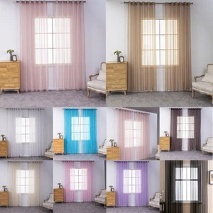 Tulle Curtains Living Room Decoration Sheer Voile Window Curtains 10 Colors E - Picture 1 of 21