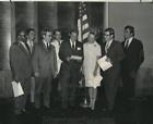 1970 Press Photo Civic Committee Coordinating Ceremonies for Flag Day