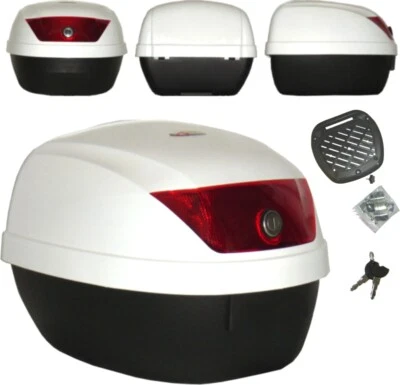 Universal Polypropylene Motorcycle Motorbike Scooter  Luggage Box Top Case White - Image 1 of 2
