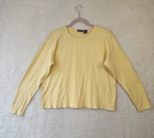 Cherokee Women Top Extra Large Yellow Cotton Blend Long Sleeve Pullover Fit - Picture 1 of 16