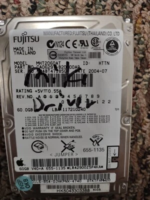 Fujitsu 60GB,Internal,4200RPM,2.5" (MHT2060AT) HDD - Image 1 of 2