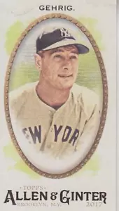 Mini tarjeta de béisbol Lou Gehrig 2017 de los Yankees de Nueva York Allen and Ginter # 257 - Imagen 1 de 1