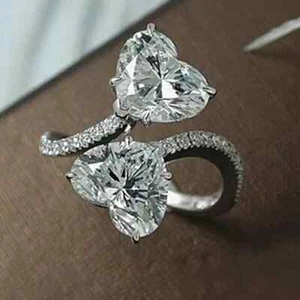 2 Ct Heart Cut Lab-Created Diamond 14K White Gold Plated Women's Engagement Ring - Picture 1 of 3