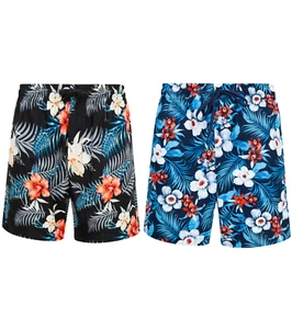 New Men's Summer Floral Leaf Print Beach Swimming Elastic Waist Combat Shorts - Picture 1 of 6