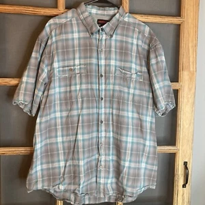 Wolverine Men's Green Gray Plaid SS Shirt Size 2XL Vented - Picture 1 of 11