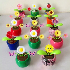 1x Solar Powered Flip Flap Flower Swing Dancing Toy Gift Decoration For Car Home - Picture 1 of 6
