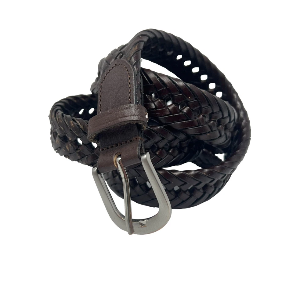 Cinturón Trenzado Cuero Genuino Hombre 42 Marrón Ajustable Tejido Western Exterior Foto 1 de 4