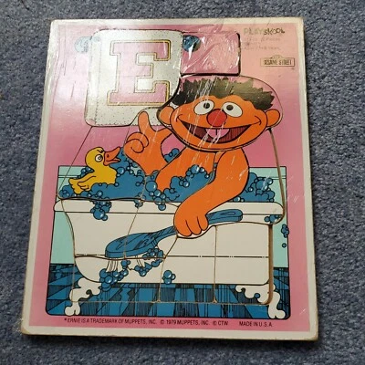 De colección Playskool Marco de Madera Bandeja Puzzle Ernie Baño Goma Pato Plaza Sésamo Fp6 Foto 1 de 2