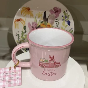 Easter Mug Cups Pink 12 Oz Ceramic Home Essentials Happy Bunny Truck Eggs - Picture 1 of 5