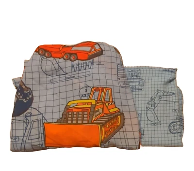 Vintage Tonka Truck Bed Sheets Blue Twin Flat Fitted Construction Vehicles - Image 1 of 4