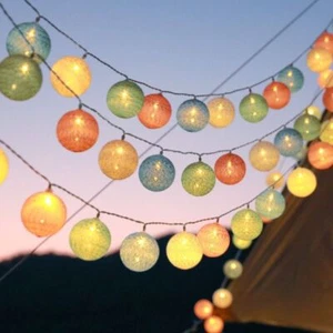 10/20 LED LED Cotton Ball String Lights Cotton Ball Lamp Garden Patios Bedroom - Picture 1 of 17