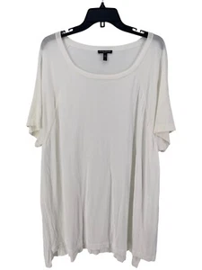 Eileen Fisher Women's Plus White Boat Neck Short Sleeve Tunic Size 3X - Picture 1 of 4