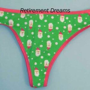 Santa Claus XL thong panties Juniors SO Trendy Green Red NEW