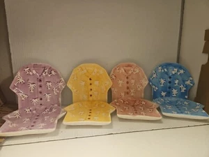 Set Of 8 Hawaiian Tshirt Change/Keys Or Spoon Tray Holder Plates 7" Multicolor - Picture 1 of 8