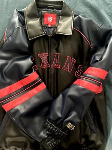 NFL Houston Texans Officially Licensed 100% LEATHER Jacket ~ XL vintage - Picture 1 of 9