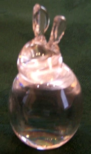 Lovely Etched Signed Hadeland Norway Glass Bunny Rabbit Paperweight VERY CUTE - Picture 1 of 1