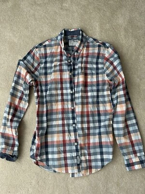 Camisa de vestir Express para hombre rosa a cuadros calce ajustado pequeña 14-14,5 manga larga Foto 1 de 3