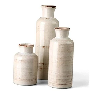 -Small White Ceramic Vase Set,Rustic Flower Vases for Home Décor,Flower Blue - Picture 1 of 7