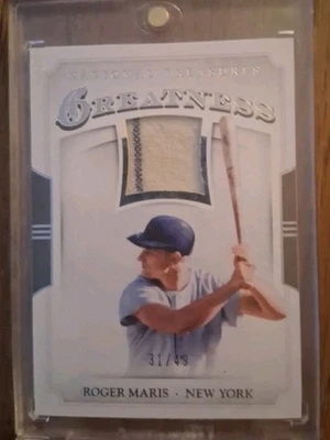 2017 Panini National Treasures Roger Maris cartão relíquia "Grandeza" / sn - 31/49   - Imagem 1 de 2