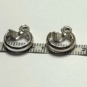 Vintage Monet Silver Tone Clip on Hoop Earrings Costume Jewelry - Picture 1 of 4
