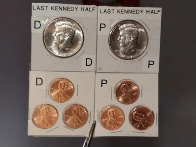 A SET OF 2025 P AND D KENNEDY HALFS AND LINCOLN CENTS 8 COINS TOTAL BRILLIANT UN - Image 1 of 4