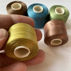 Nymo Thread Size B Spool Lot 350 Yards Each - Brown, Blue, Green, Gold, Tan - - Picture 1 of 12
