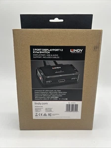 LINDY 2 Port DisplayPort 1.2, USB 2.0 & Audio Cable KVM Switch - Picture 1 of 2