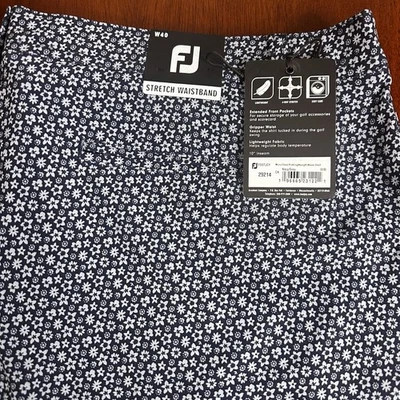 Footjoy Micro-Floral Print Lightweight Woven Short Men's 40" Navy Gray 10" Nwt - Image 1 of 4