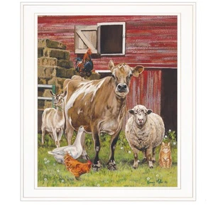 "Barnyardigans" by Bonnie Mohr, Ready to Hang Framed Print, White Frame - Picture 1 of 3