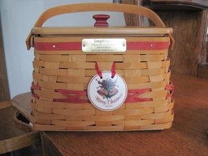 Longaberger 2000 Christmas Collection Deck The Halls Korb mit Einlage, Protector - Bild 1 von 11
