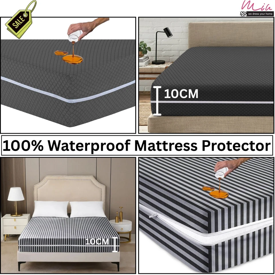 MIA Fundas protectoras de colchón impermeables con cremallera anti chinches carcasa total doble