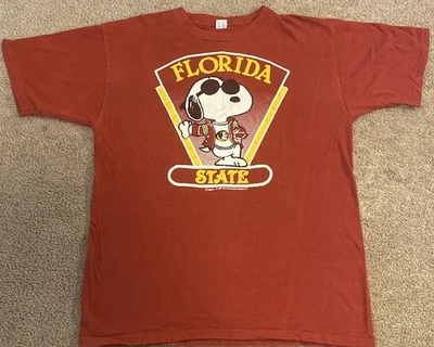 1970-е Настоящая Винтажная Футболка Snoopy Florida State Мужская Размер XL Artex Сделано в США - Изображение 1 из 4