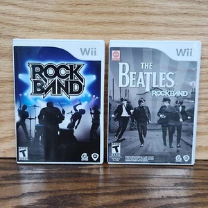 Rock Band 1 & The Beatles Game Lot (Nintendo Wii, 2006, 2007) CIB with Manuals - Picture 1 of 7