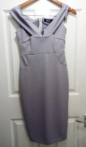 MISSGUIDED BALL GOWN PROM BODYCON DRESS ICE GREY OFF SHOULDER UK 12 EU 38 US 6 - Picture 1 of 9