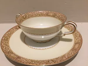 Noritake China Made in Japan Adelpha 4036 Brown Floral Design Soup Bowl & Saucer - Picture 1 of 12