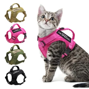 Tactical Escape Proof Cat Jacket Harness with 2 Patches for Small Dog Pet Kitten - Picture 1 of 19
