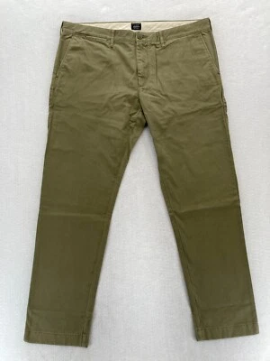 J.Crew 484 破损裤子男式 38x32 修身直筒绿色学院风休闲 — 第 1/4 张图片