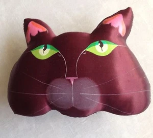 Jan Feenstra Hand Painted Black Satin Cat's Head 1976 Mint! RARE! NEW! - Picture 1 of 2
