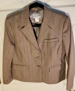 Giacca Pendleton donna blazer 100% lana vergine marrone chiaro rosso tg 12 petite nuova - Foto 1 di 6
