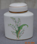 Vintage Limoges France Oval Porcelain Apothecary Jar w/ Lid Lily of the Valley