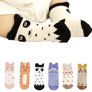 3x Girl Boy Baby Socks Animal Printing Cartoon Toddler Sock with Grips Anti-slip - Picture 1 of 16
