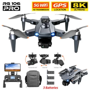 RG106 PRO Drone GPS FPV Cardán de 3 Ejes 8K HD Doble Cámara Cuadricóptero 3 Baterías - Imagen 1 de 23