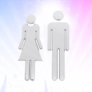 Toilet Signboard Mens Bathroom Restroom Decor Sticker Mirror Wall - Picture 1 of 11