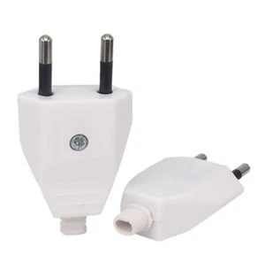 euro EU Europe DIY travel adapter 2 Pin Male Plug rewireable Type C white pp - Picture 1 of 4